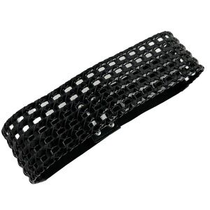 Black Open Weave‎ Stretch Back Wide Belt